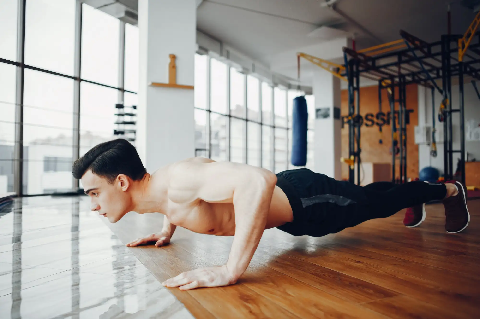 man warm up in the gym